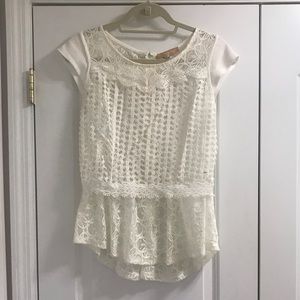 Comme Sheer Lace White Top